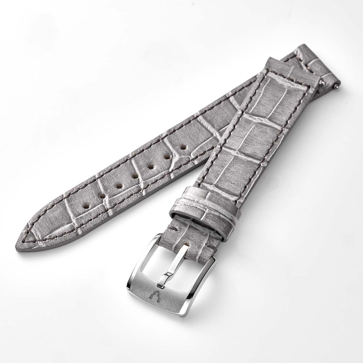 MASTER CRAFT J3 クロコ型押し牛革 ワンタッチストラップ(美錠付) グレー 単品 [J3-CGY18-01]